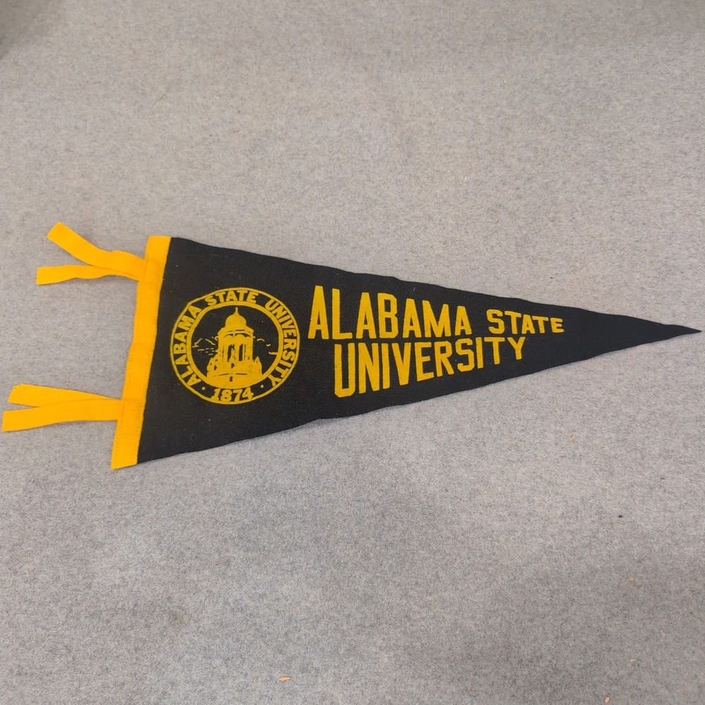 Vintage Alabama State University ASU Hornets Felt Pennant Black Yellow Logo